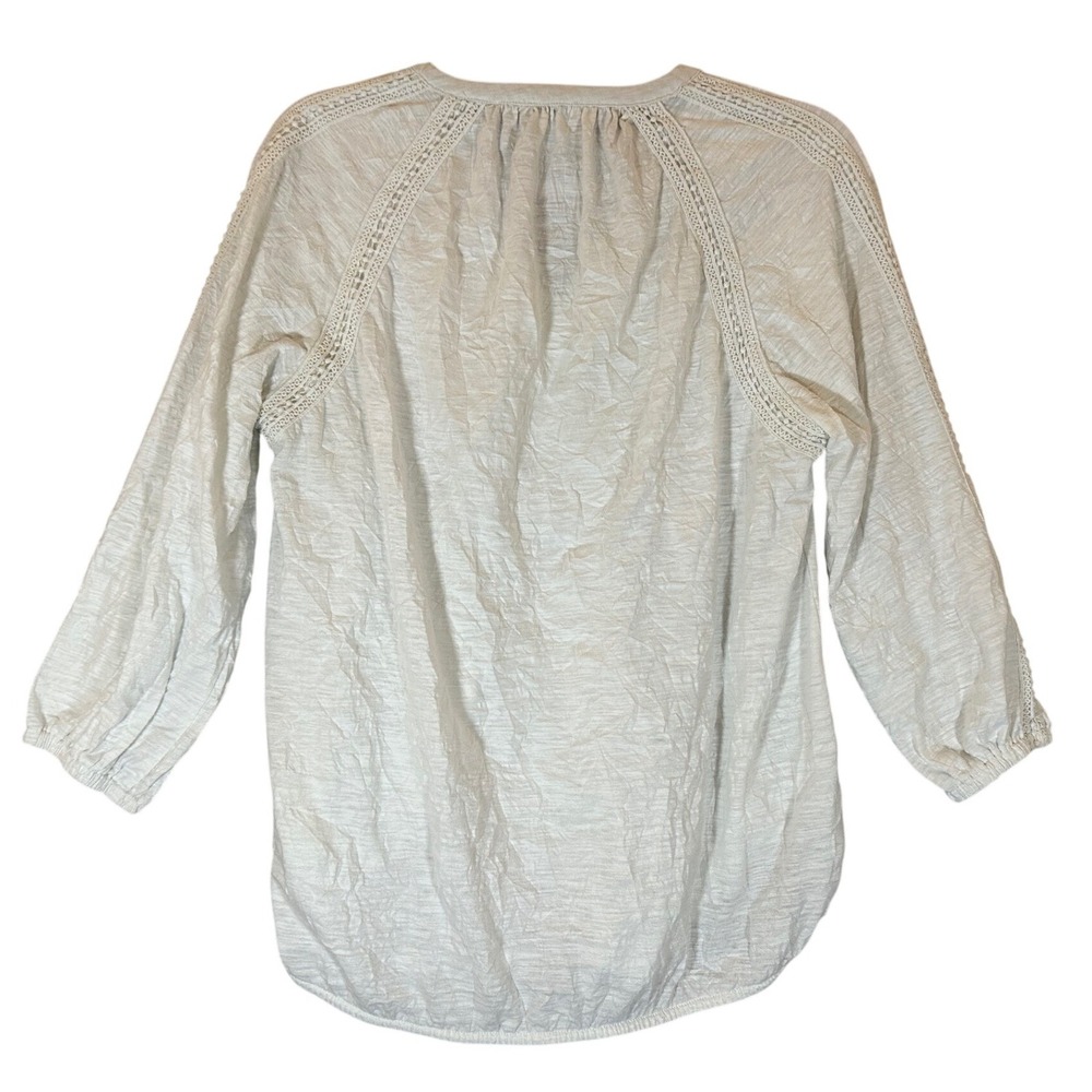 Sundance Romance Textured‎ Crochet Peasant Blouse Sz M 3/4 Sleeve Tunic Top Boho - Picture 2 of 8